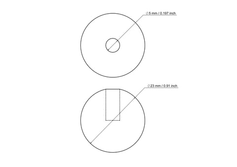 23 mm Birkenholz Dübelkappen mit 5 mm hole