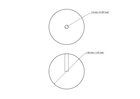 50 mm Birkenholz Dübelkappen mit 5 mm hole