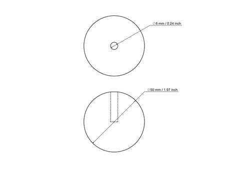 50 mm Birkenholz Dübelkappen mit 6 mm hole