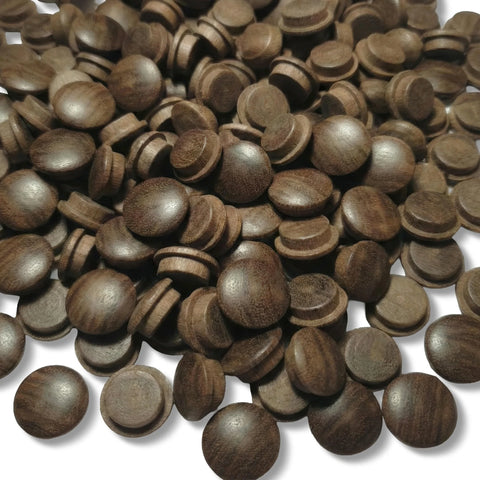 pile of 10 mm walnut mushroom button plugs