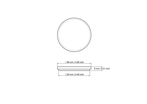 technical drawing of 63 mm wood jar lid