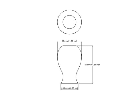 technical drawing of 30 mm wooden vase