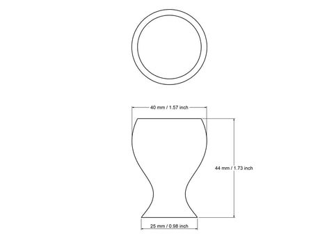 tehniline joonis: 40 mm puidust vase