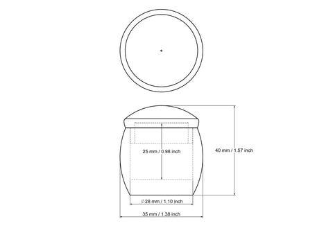 Берёзовая круглая шкатулка BARRE ROUND — чертёж 35 x 40 мм