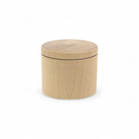 closed 50 x 42 mm turned wooden trinket box