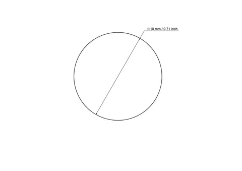 technical drawing of 18 mm sanded birch wood ball