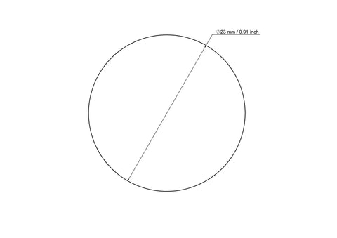 technical drawing of 23 mm sanded birch wood ball