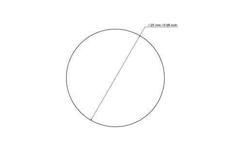 technical drawing of 25 mm sanded birch wood ball