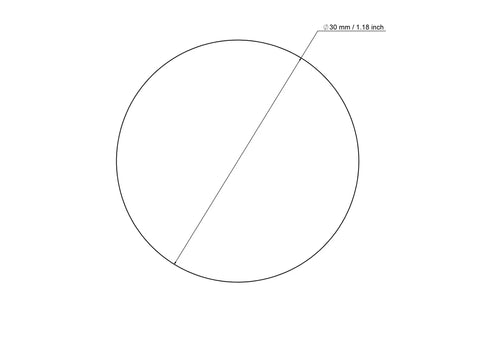 technical drawing of 30 mm sanded birch wood ball