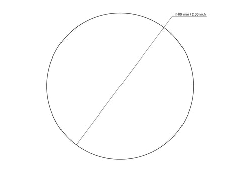 technical drawing of 60 mm sanded birch wood ball