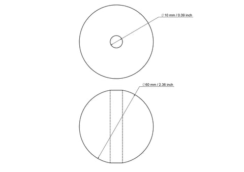 Чертёж: 60 мм birch wood bead with 10 мм hole