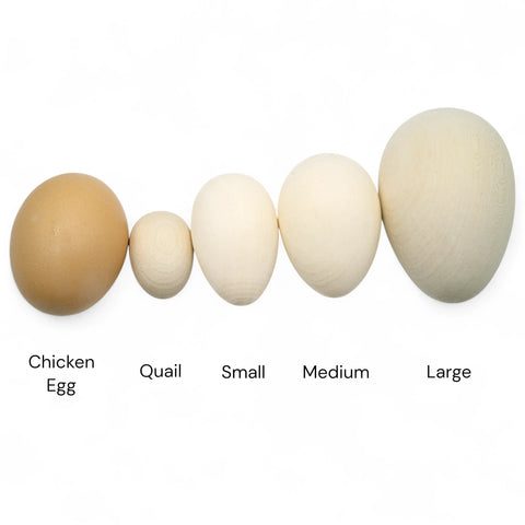 Turned wooden egg sizes