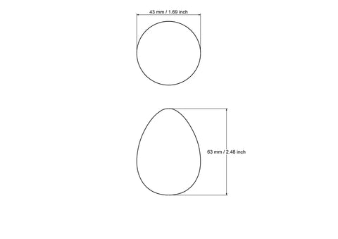 Technical drawing of 43 mm Wooden Chicken Egg