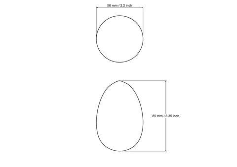 Technical drawing of 56 mm Wooden Chicken Egg