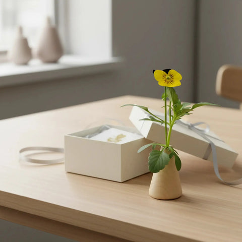 30 x 60 mm turned wooden cone used as decorative mini flower vase