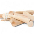 15 mm wooden tapered cone peg next to screw for size comparison