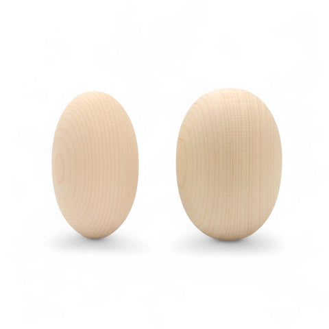 42 and 50 mm Birch Wood Egg Shape Ellipsoid Blocks for comparison