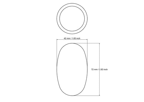 Technical drawing of 42 mm Birch Wood Egg Shape Ellipsoid Block