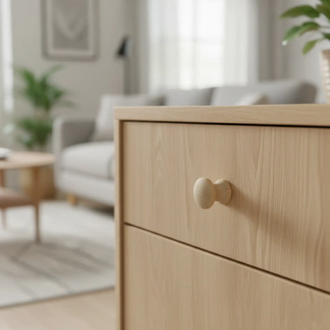 21 mm hourglass virpota koka mēbeļu rokturītis installed on cabinet door