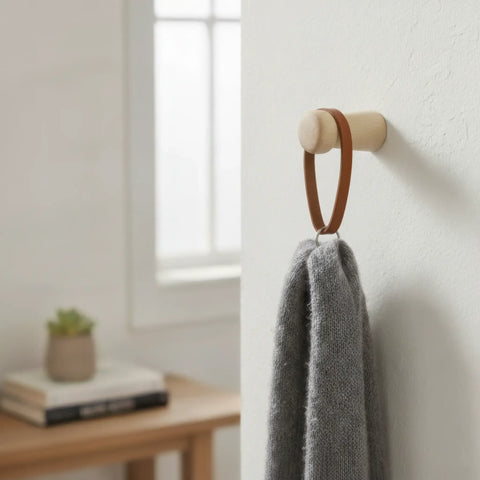 45 mm wooden wall hook peg installed on wall