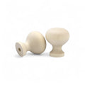 Backside of 37 mm slim round birch wooden cabinet knobs with mounting hole
