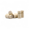 Backside of 25 mm turned wooden peg cabinet knob with holes