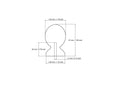 Technical drawing of 28 mm oval wooden cabinet knob