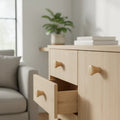16 mm thick wooden cabinet knob installed on cabinet door