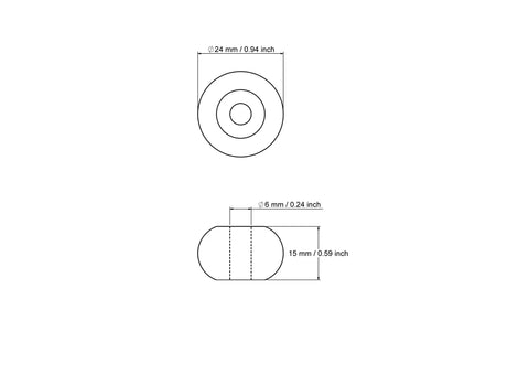 technische Zeichnung: 50 mm flach Holz Spielzeugräder