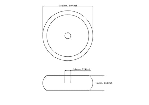 technische Zeichnung: 50 mm flach Holz Spielzeugräder