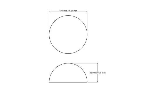 Rysunek techniczny drewnianej kuli połówkowej 40 mm