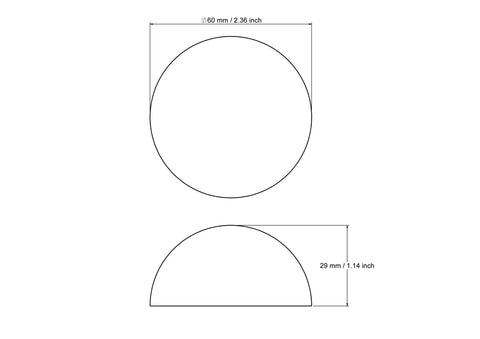 Rysunek techniczny drewnianej kuli połówkowej 60 mm