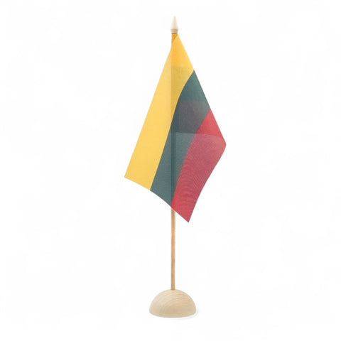 33 cm wooden table flag stand with sphere base holding flag