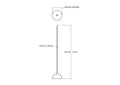 Technical drawing of 33 cm wooden table flag stands with sphere base and carved base