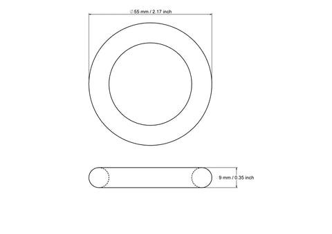 tehniskais rasējums: 55 mm koka rokdarbu toss gredzeni