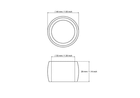 tehniskais rasējums: 44 mm koka salvete gredzeni