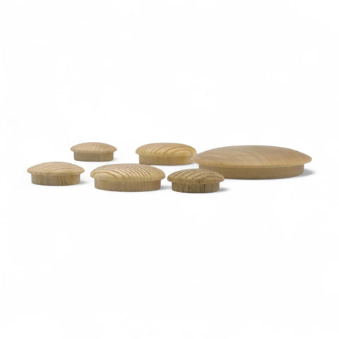 Turned wood button plugs