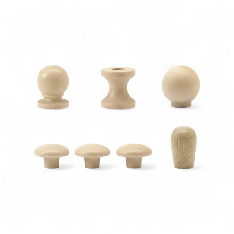 Turned wooden knobs and pulls