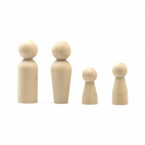Turned wood peg dolls